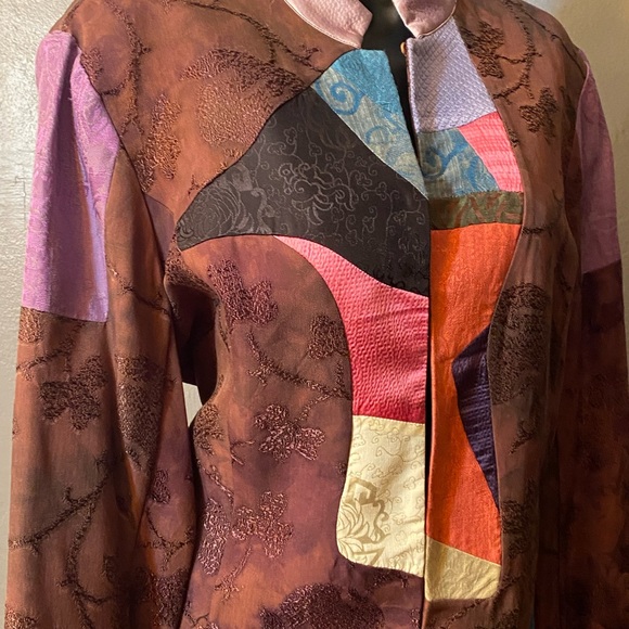 CHICOS Design Mixed Fabrics Patchwork  Jacket - Picture 12 of 16